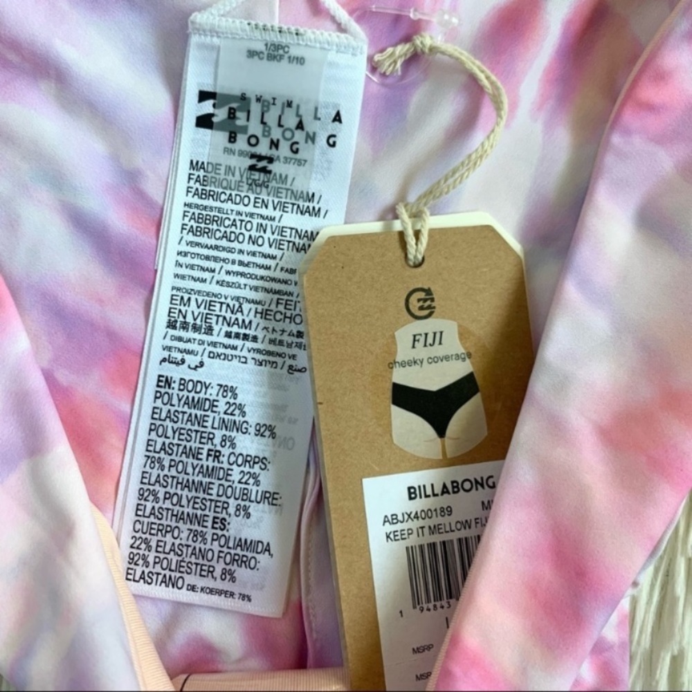 Billabong Keep It Mellow Pink/Purple Cheeky Tie Dye Fiji Bikini Set•NWT - Picture 11 of 13